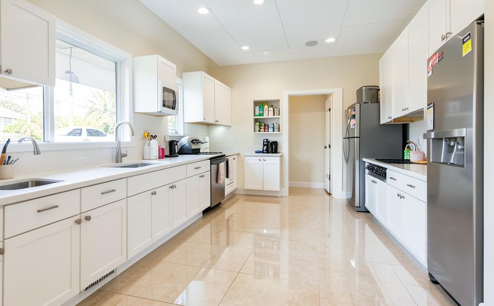 Spotless commercial kitchen and work area