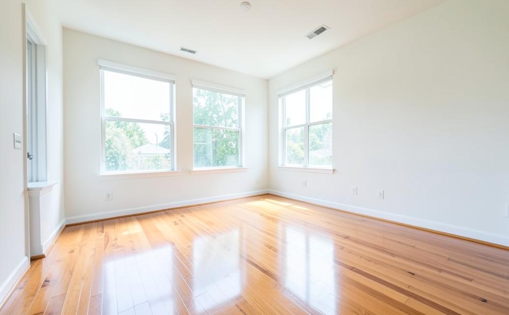 Empty apartment with polished floors after a move-out clean