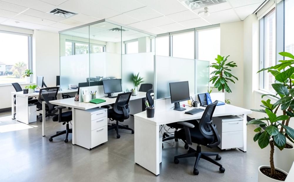 Clean, bright modern office workspace